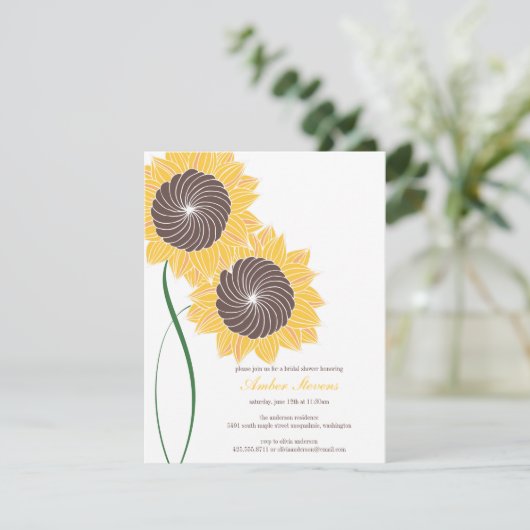 Zonnebloeschower/partijuitnodiging Kaart (Staand voorkant)