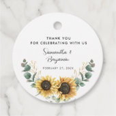 Zonnebloesem Eucalyptus bruiloft Bedankjes Labels (Voorkant)