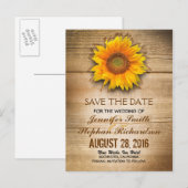 Zonnebloesem & schuurhout sparen de datum aankondigingskaart (Voorkant / Achterkant)