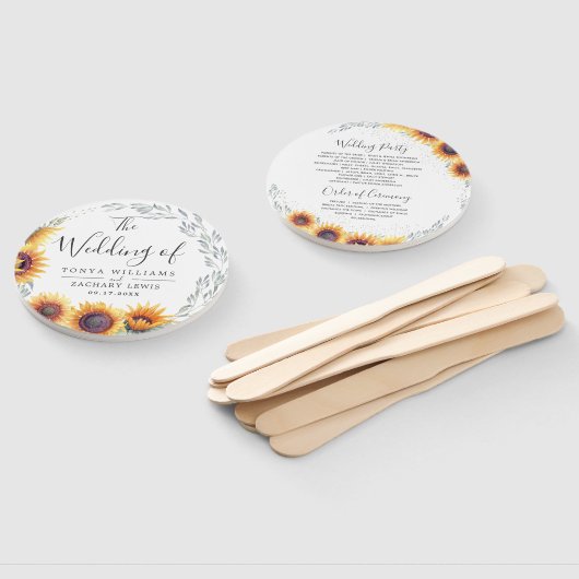 Zonnebloesem | Trouwprogramma Handwaaier (Niet-gemonteerd)