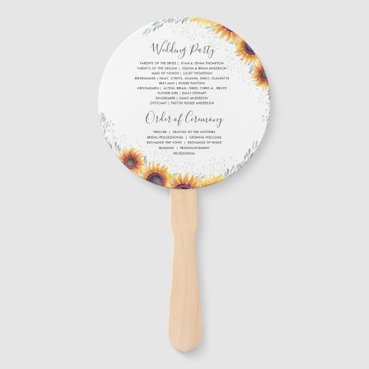 Zonnebloesem | Trouwprogramma Handwaaier (Achterkant)