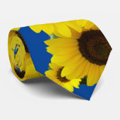 Zonnebloesfoto op Blue Stropdas (Opgerold)