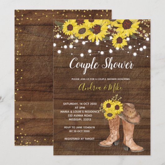 Zonnebloeslandlaarzen Kaart (Voorkant / Achterkant)