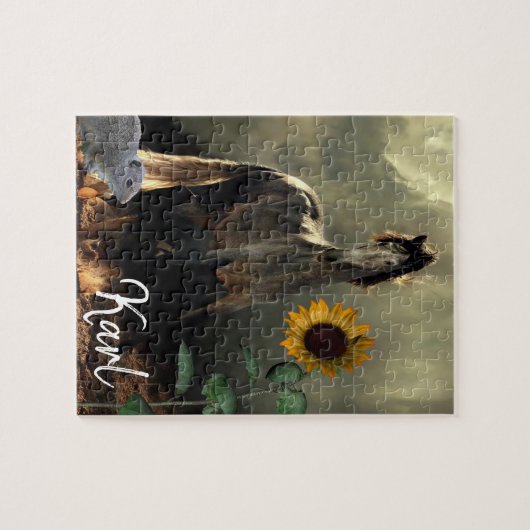 Zonnebloespaarden Puzzles Legpuzzel (Horizontaal)