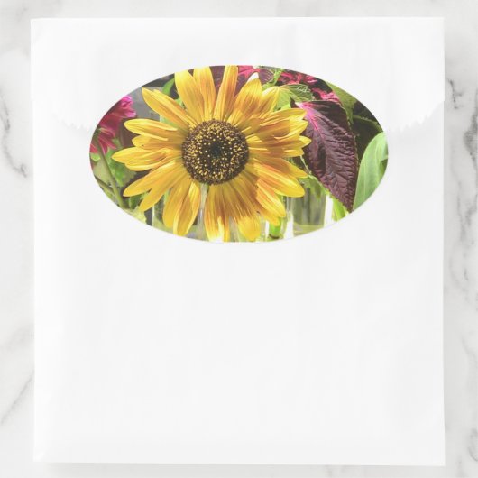 Zonnebloesticker Ovale Sticker (Tas)