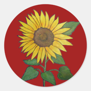 Zonnebloesticker Ronde Sticker