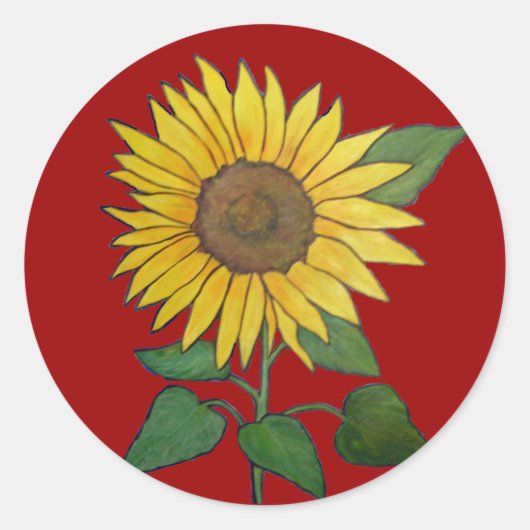 Zonnebloesticker Ronde Sticker (Voorkant)