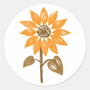 Zonnebloesticker Ronde Sticker