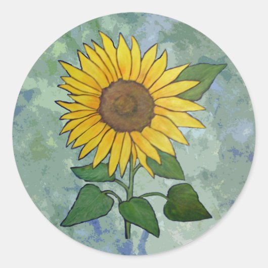 Zonnebloesticker Ronde Sticker (Voorkant)