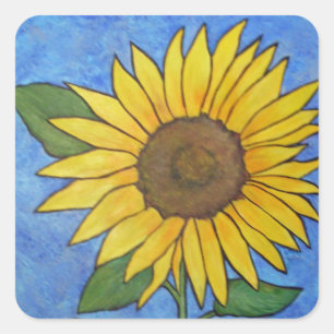Zonnebloesticker Vierkante Sticker