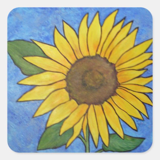 Zonnebloesticker Vierkante Sticker (Voorkant)