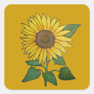 Zonnebloesticker Vierkante Sticker