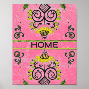 Zonneblokpatroon op roze poster