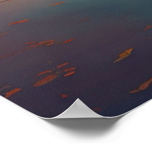 Zonneboat op het meer met bergachtergrond poster (Hoek)