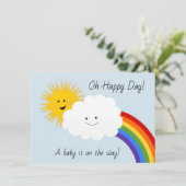 Zonnebogen en regenbogen Baby shower Kaart (Staand voorkant)