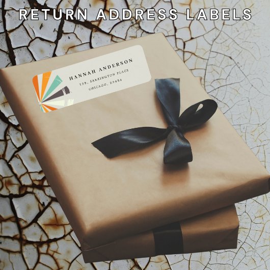 Zonneboho geel blauw oranje retouradres etiket