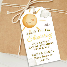 Zonneboho-zon geslachtsonafhankelijke babyborrel cadeaulabel