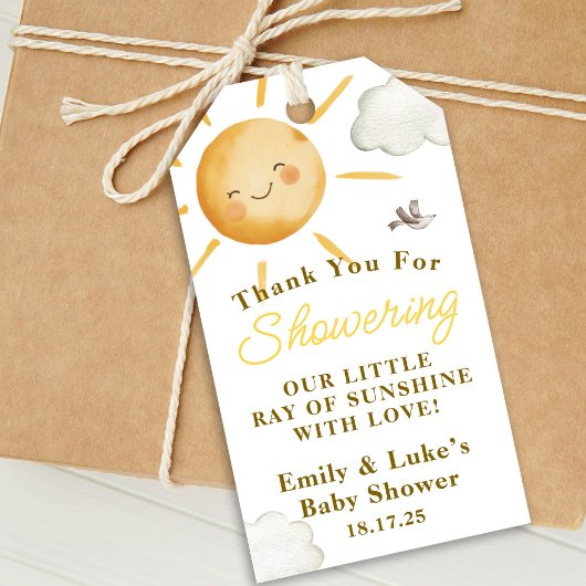 Zonneboho-zon geslachtsonafhankelijke babyborrel cadeaulabel