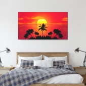 Zonnebomen en palmbomen canvas afdruk (Insitu (Slaapkamer))