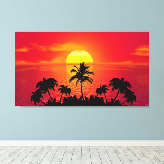 Zonnebomen en palmbomen canvas afdruk (Insitu (Houten vloer))