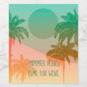 Zonnebomen en palmbomen wijn etiket (Enkel label)