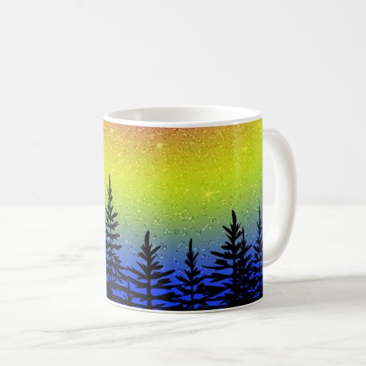 Zonnebomen Silhouette Design Coffee Cup Mok (Voorkant rechts)