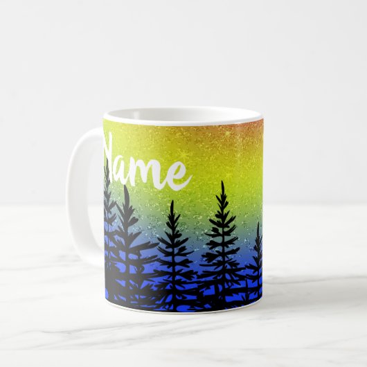 Zonnebomen Silhouette Design Coffee Cup Mok (Voorkant links)