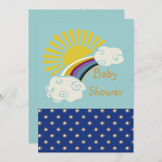 Zonneboog en regenboog Baby shower Kaart (Voorkant / Achterkant)