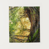 Zonnebossen Bossen Natuur kleine boomstammen Wandkleed (Voorkant)