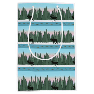 Zonnebossen met elk en vispakpapier medium cadeauzakje