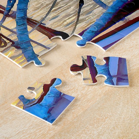 Zonneboten en zeilboten in de haven van Puzzle Legpuzzel (Zijkant)