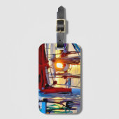 Zonneboten en zeilboten op het Bagagelabel van Lop (Voorkant (verticaal))