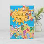 Zonnebrand en Flip Flops Strandfeest Kaart (Staand voorkant)