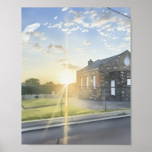 Zonnebrand in de ochtend poster