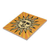 zonnebrand keramische tegel tegeltje (Zijkant)