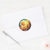 zonnebrand. Razendster. kosmos Ronde Sticker (Envelop)