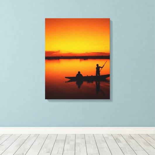 zonnebrandcanvas canvas afdruk (Insitu (Houten vloer))