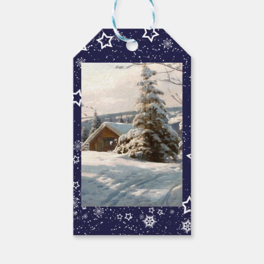 Zonnebrandend winterlandschap van Peder Mork Monst Cadeaulabel (Voorkant)