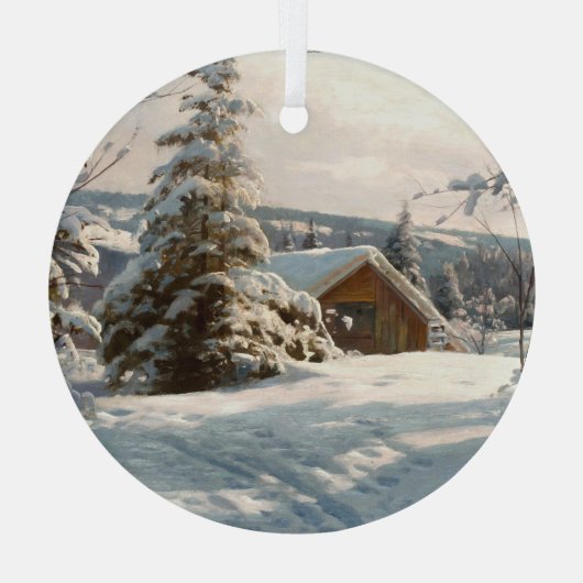 Zonnebrandend winterlandschap van Peder Mork Monst Glas Ornament (Achterkant)