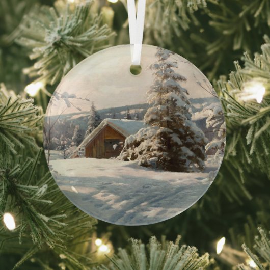 Zonnebrandend winterlandschap van Peder Mork Monst Glas Ornament (Insitu)