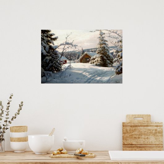 Zonnebrandend winterlandschap van Peder Mork Monst Poster (Keuken)