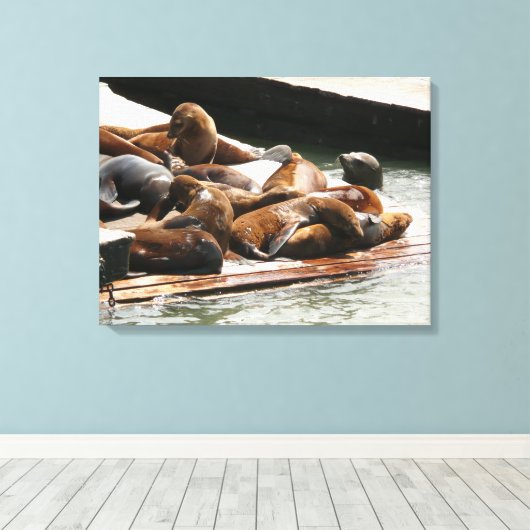 Zonnebranderige Zeeen in San Francisco Canvas Afdruk (Insitu (Houten vloer))