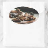 Zonnebranderige Zeeen in San Francisco Ovale Sticker (Tas)