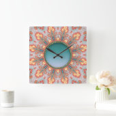 Zonnebrandkraag Oranje Blauwgroen wandklok (Huis)