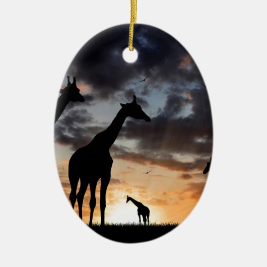 zonnebrandmiddel wild giraf silhouet keramisch ornament (Voorkant)