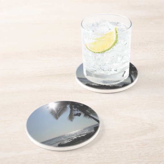 Zonnebrandpalm Zandsteen Onderzetter (Zijkant)