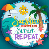 Zonnebrandreis Strand Palm Tree zonsondergang Bagagelabel