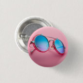 Zonnebril badge, knop, speld, roze cool ronde button 3,2 cm (Voorkant /achterkant)