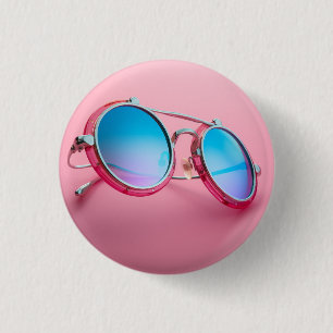 Zonnebril badge, knop, speld, roze cool ronde button 3,2 cm