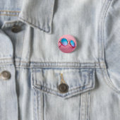 Zonnebril badge, knop, speld, roze cool ronde button 3,2 cm (In situ)